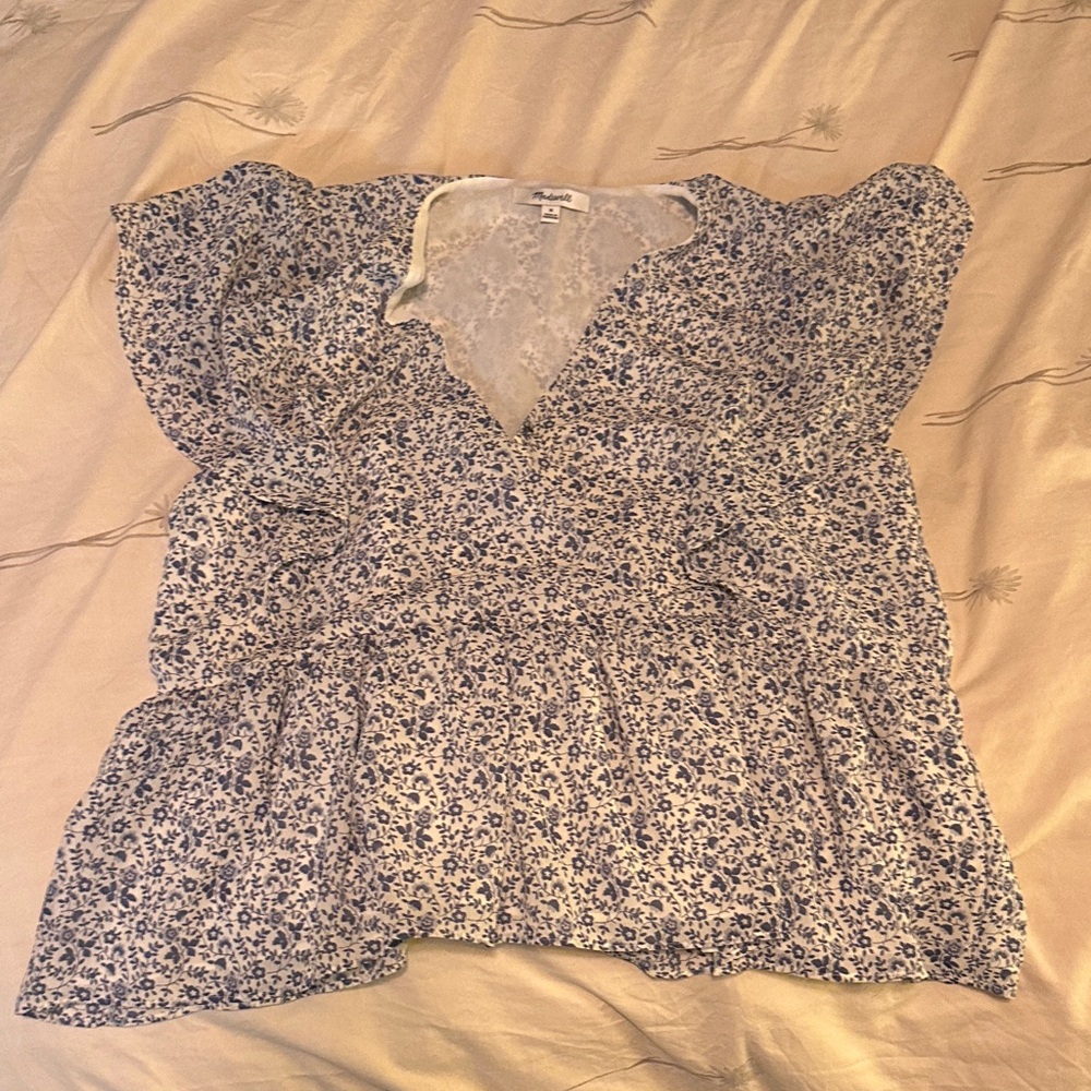 Madewell Blue Floral Blouse